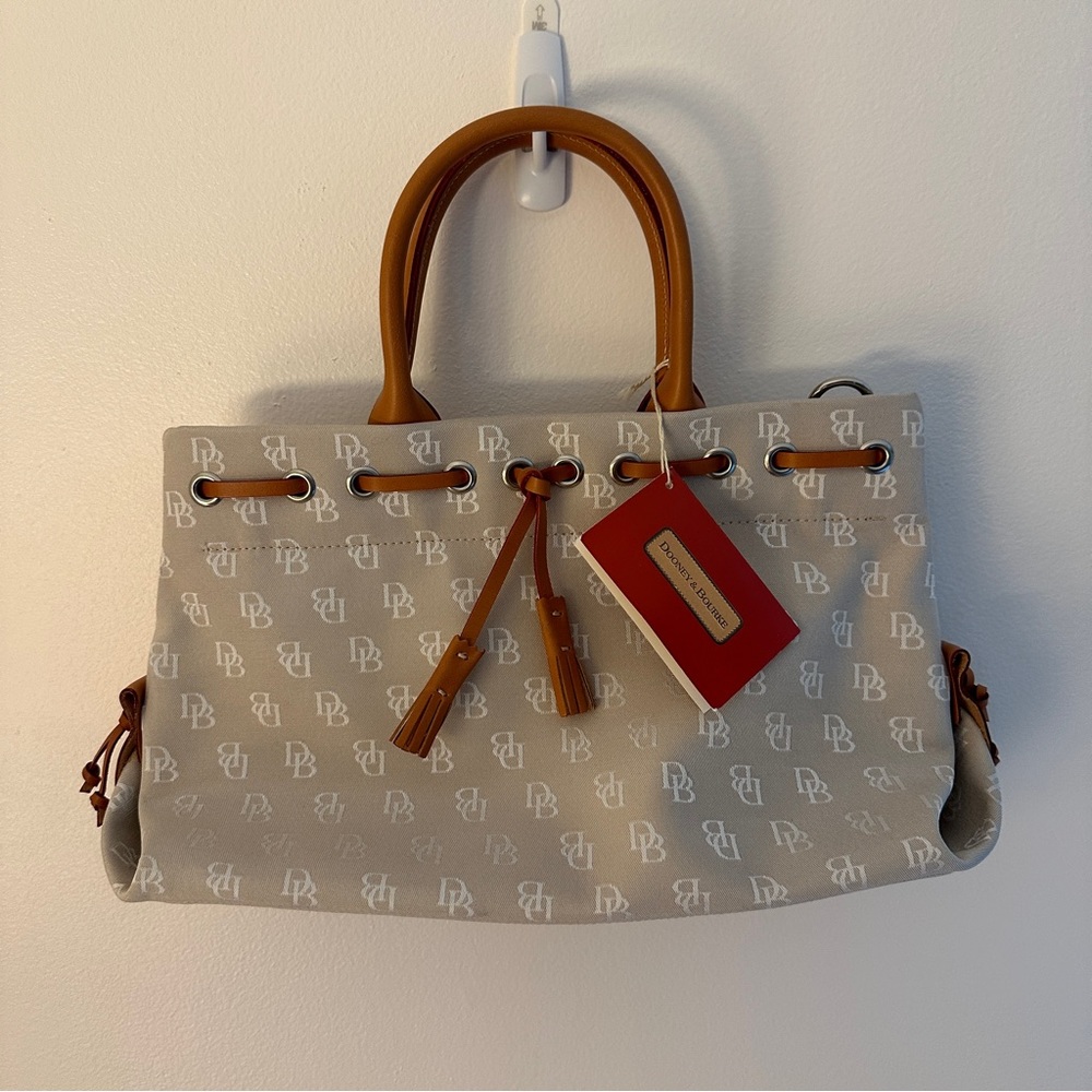 NWT Dooney and Bourke logo tote satchel bag, leather accents